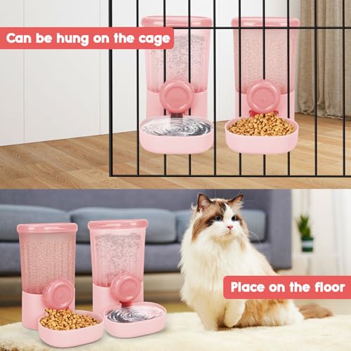35oz Rabbit Feeder Guinea Pig Water Bottle,Hanging Automatic Food Water Dispenser,Food Feeder for Ferret Guinea Pig Rabbit Cat Bunny Cage Accessories,Pink - color: Pink