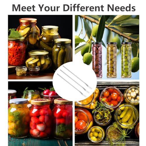 Asanta 3 PCS Stainless Steel Pickle Fork, 8.6 Inch Long Handle Olive Fork, Cocktail Forks, Pickle Picker, Dessert Fruit Forks - color: Silver