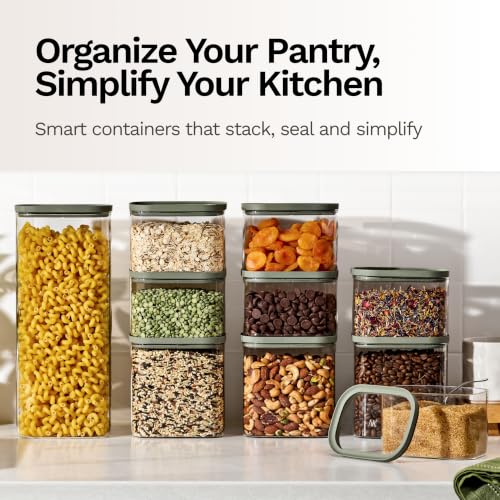 Naked Kitchen 20-Piece Food Storage Containers with Lids – Stackable BPA-Free Borosilicate Glass Pantry Storage Containers with Leak-Resistant Airtight Seal for Kitchen & Pantry Organization – Green - color: Light Green