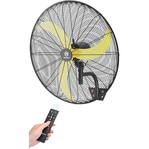 FUGOO 30" Eco BLDC Motor Powerful Airflow Quiet Industrial Wall Fan | 9800 CFM, 50%+ Energy Savings, Oscillating, Remote Control for Factory Garage Warehouse Barn Gym - size: 30 inch-Quiet-Energy Efficient