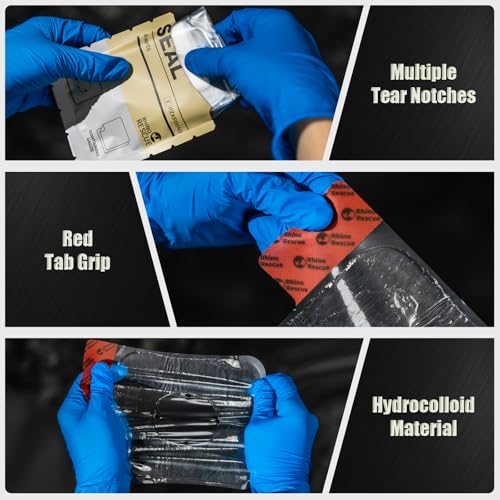 RHINO RESCUE Vented Chest Seal, IFAK Refill First Aid Supplies (2 Count) | Sterile Emergency Trauma Dressing, Occlusive Adhesive Pad Medical for Wound Care, Gunshot, Sucking Chest, HSA/FSA Approved - size: Vented