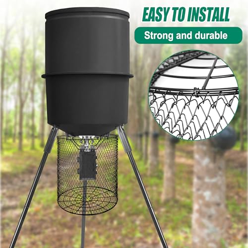 Foldable Deer Feeder Varmint Guard, 13x12 in Stainless Steel Deer Feeder Protective Guards Cage for Outdoor Fores, Keep Raccoon Squirrels Birds Away from Your Feeder