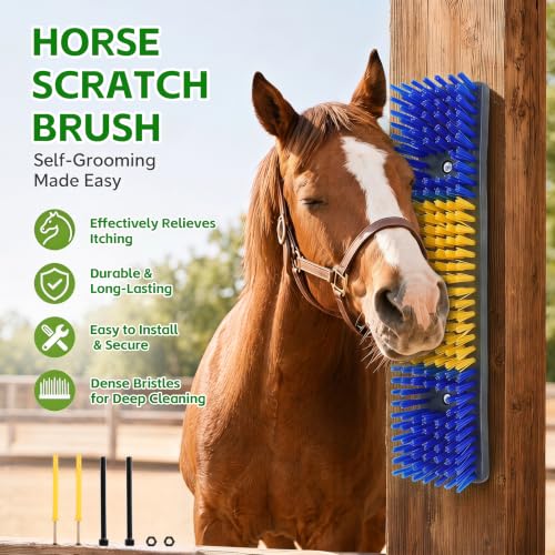 Livestock Scratch Brush for Cattle, Horses, Goats, Cow, Durable Scratching Brush, Massage Grooming Tool for Healthy Coat, Relieves Itching, Easy Install on Fence Posts(6pcs, Yellow) - color: Yellow, size: 6Pcs