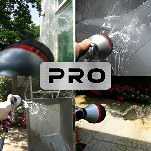 Eden 94814 Metal Thumb Control Heavy Duty Garden Hose Nozzle, Water Sprayer Nozzle with 6 Adjustable Watering Patterns, W/Quick Connect Starter Set for Plants, Lawn, Garden - style: Angled Thumb Control