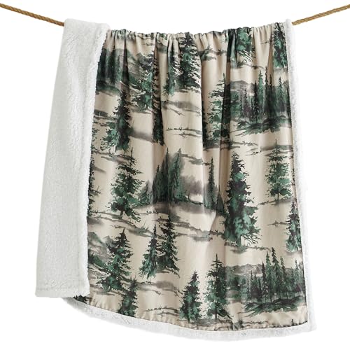 Paseo Road Indigo Hill by HiEnd Accents Joshua 54x68 Throw Blanket | Forest Pine Trees Nature Woodland Mountain Print, Western Cabin Lodge Rustic-Style Fleece Blanket for Camping - color: Joshua Pine Trees