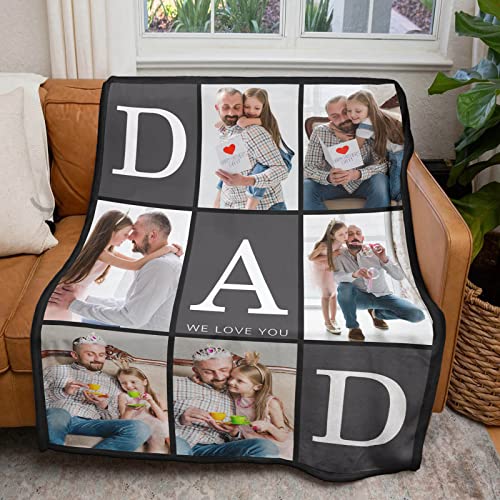 inkArts Gifts for Dad Customized Blanket with Photo, Make a Personalized Fathers Day Blankets with Picture to My Dad Custom Memories Souvenir Throw Blanket for Best Daddy Ever - color: 6 Photo-1