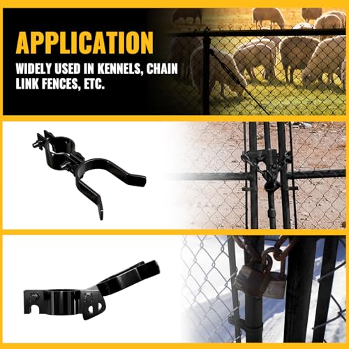 VIVIDA 1-3/8" x 1-5/8" Chain Link Fence Gate Latch, Black Fork Latch, 2 PCS | Black Chain Link Fence Parts, With Padlock Hole, Bolts & Nuts Included - size: 1-3/8" x 1-5/8" (2 PCS)
