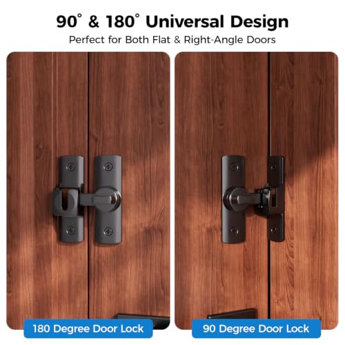 ESINAM Door Latch, Barn Door Lock，Black, 2-Pack | 90/180° Sliding Barn Door Lock Latch，Heavy Duty Flip Latch, With Screws, For Bathroom, Garden and Cabinet - color: Black