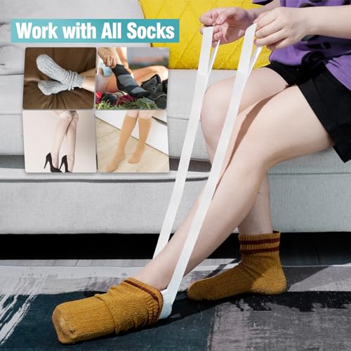 Sock Aid, Sock Helpers to Put on Your Socks for Seniors, Disabled, Pregnancy, Assist Device for Elderly, Tool Aide Puller Easy on and Off with No Bending(Oatmeal Heather) - color: Oatmeal Heather
