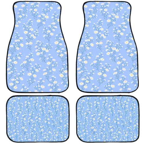 Flower Car Floor Mats Blue Daisy Spring Cottagecore Floral Carpet Front Rear Carpets Mat Decorative Car Floor Carpets Non-Slip Auto Car Accessories Universal Fit Car Accessories for Truck - color: Blue Daisy