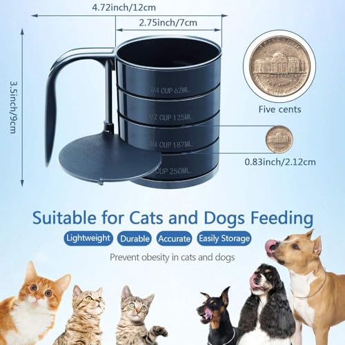 Joansan Dog Food Scoops, Adjustable Pet Food Cup for Dogs Feeding | Measuring Scoop for Pets Dog Cat and Bird Solid Food ( Includes 4 Capacity 1/4 C 1/2 C 3/4 C 1 CUP)