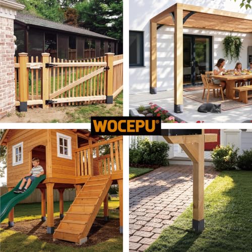 Stainless Steel Adjustable (Range 3.3"-6") Post Protector, Protects Wooden Mailboxes and Fences from Lawnmower and rain Damage (Black, 4 Set) - color: Black, size: 4 set