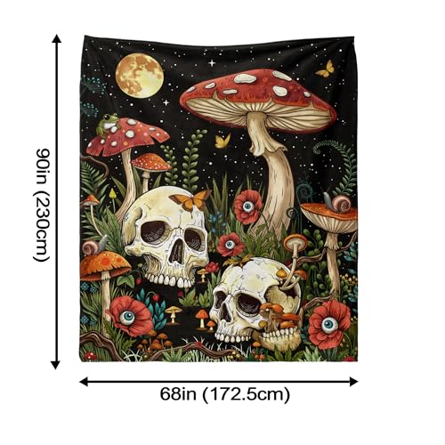 Modern Gothic Skeleton Blanket Gifts for Men Women Kids Romantic Starry Night Floral Skull Throw Blanket Gifts 50"x60" - color: Red