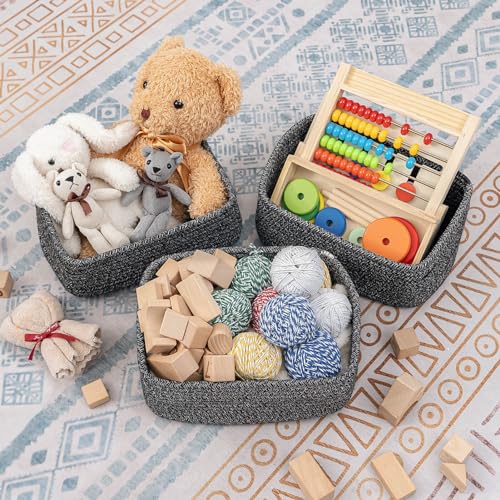 CubesLand Baskets for Organizing,Small Woven Storage Baskets for Shelves | Cute Closet Cube Bins Set 3,Baby Nursery Cube Organizer Toys Basket Bin,Home Decor Organization Bins Mixed Black - color: Mixed Black, size: 3pcs-small basket