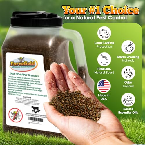ForceField Natural Mosquito Yard Treatment - Repellent Granules for Backyard Mosquito Control | Pet Safe, DEET-Free Outdoor Control | Long-Lasting Barrier for Lawns, Patios, & Barns 3 LB - size: 48 Ounce (Pack of 1)