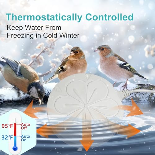 110W Bird Bath Heater for Outdoors in Winter, Submergible Cast Aluminum Chicken Water Heater with Thermostatically Controlled Bird Bath Deicer Pond Deicer for Livestock - color: WHITE