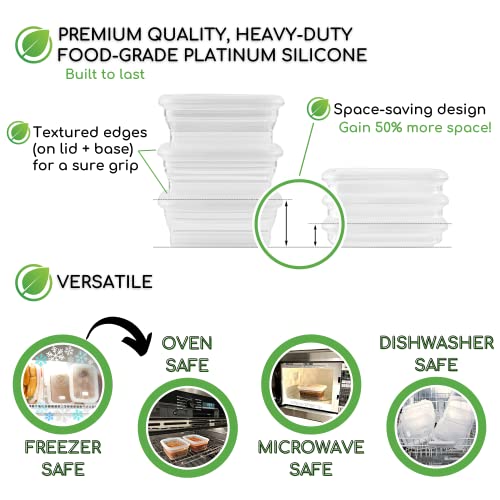Premium Silicone Collapsible Food Storage Containers with Silicone Leakproof Lids, Platinum Food-Grade, BPA Free, LFGB Certified, Compact, Reusable Lunch Box, Microwave Safe, 4.9 Cups 3 Pk - color: 1160 ml (4.9 cups) - 3 Pack