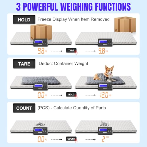 Precision Livestock Scale,1100lb×0.2lb Large Dog Scale (40.7"×20.9") | Large Breed Animal Livestock Weight Scale, Silver Dog Weight Scale Non-Slip Stainless Steel Platform for Dogs,Pigs,Cattle - size: 40.7"×21"