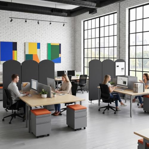 Portable Wall Divider, Office Partitions Room Divider wall with Whiteboard | 72 x 66 in Soundproofing Wall Divider, Cubicle Wall with magnet, thumbtacks, pen for Classroom Home Office School Hospital - color: Dark Gray