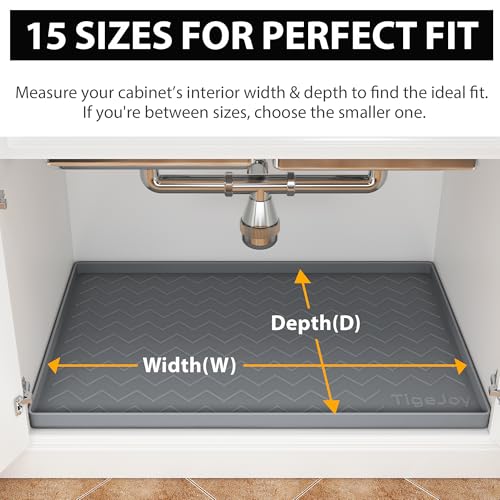 TigeJoy Under Sink Mats for Kitchen Waterproof 19" x 19", Cabinet Liner | Leak-Proof Silicone Mat Sink Protector, Kitchen Essentials Organizer and Storage,Boot or Shoe Tray, Pet Feeding Mat - color: Black, size: 19"W x 19"L
