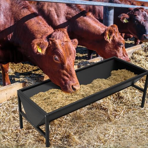 Livestock Feeder Galvanized Steel Feeding Trough, Heavy-Duty Pasture Feeder Large Capacity Livestock Feeding Trough, Easy and Strong Assembly, for Goats, Sheep, Horses, Alpacas