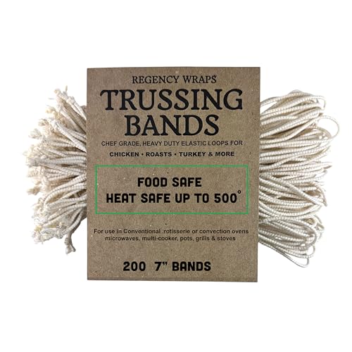 Regency Wraps Trussing Bands, 200 Pack, 7 Inch Poultry Loops, Oven Safe | Food Safe Cotton Elastic For Making Rotisserie Chicken, Roasting Turkey, Forming Roasts, Alternative To Butcher Twine - style: 7-Inch (Pack of 200)