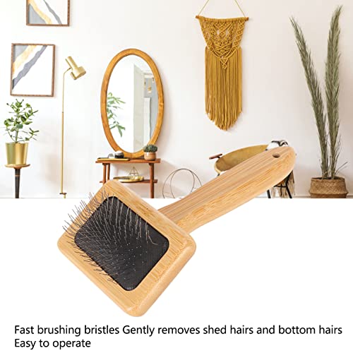 Sheepskin Wool Brush, Macrame Slicker Brush with Air Bag Cushion for Grooming and Removing Shedding (S) - size: S