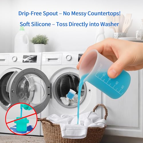 Laundry Detergent Cup,Silicone Laundry Detergent Measuring Cup,100ml Soft Material with Precision Scale–Reusable,No-Clean Design for Washing Machine & DIY Resin, Soap, Plaster Crafts(2 PACK) - color: 2PCS