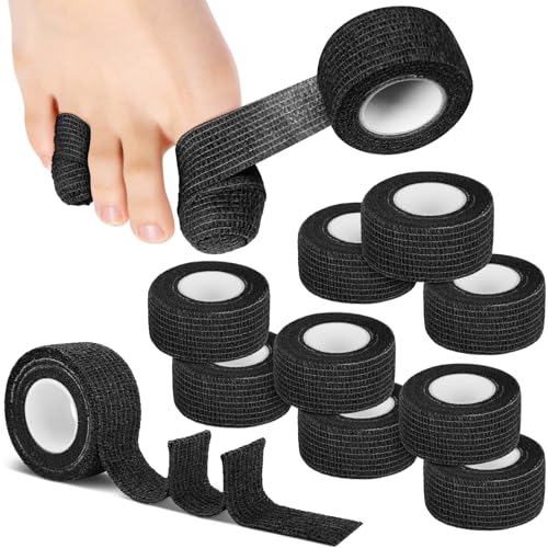 10 Rolls Self-Adhesive Bandages Wraps, Toe Caps & Toe Covers Bandages Set for Sports, Wrist, Ankle, Toes Fingers Protector (Black) - color: Black