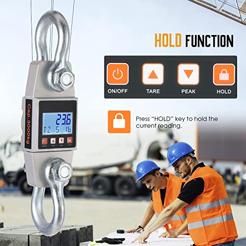 Digital Crane Scale 11000lb Hanging Scale Heavy Duty Industrial Hanging Weight Scale (11000lb/5000kg) - size: 5T