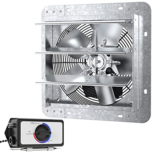 iLiving ILG8SF10V-T, 10 inch Shutter Exhaust Attic Garage Grow, Ventilation Fan with 3 Speed Thermostat 6 Foot Long 3 Plugs Cord, 10" - Variable, 600 CFM, 900 SQF Coverage Area, Silver - size: 10 Inches