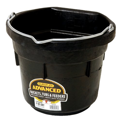 Little Giant® Flat Rubber Bucket | Rubber Water Pail for Horses | Flat Back Bucket | 8 Quarts - size: 8 quart