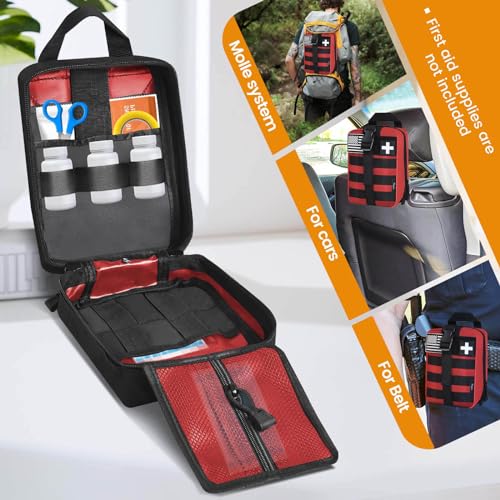 Medical Molle Pouch Tactical - 1000D Nylon First Aid Pouch, Big Capacity EMT Pouch Utility, Heavy Duty Military Grade Rip-Away Ifak Pouch for Home and Outdoor Activities（Bag Only - color: Red