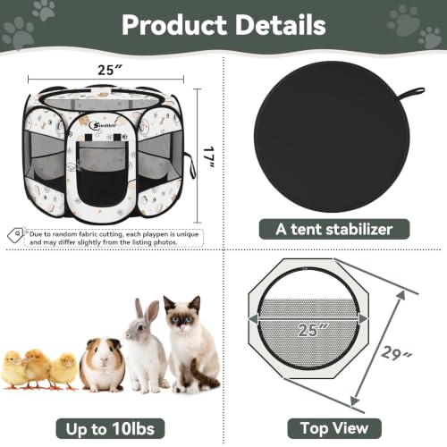 Siedihit Dog Cat Playpen, Puppy Pet Playpen Indoor for Small Dog Crate Tent | Cage Outdoor, Portable Pop Up Dogs Enclosure Kennel with Carrying Case for Dogs/Cats/Rabbits (Cute, Small) - color: Cute
