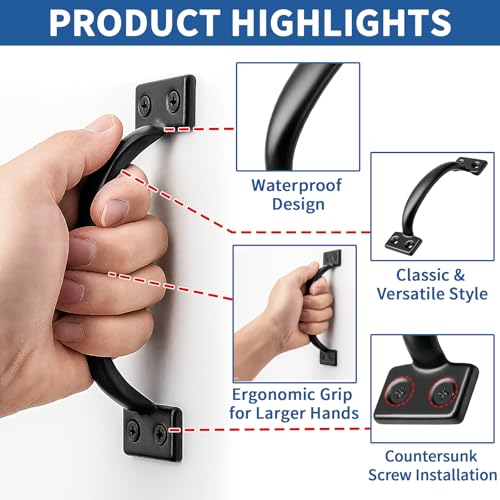 2PCS 6-1/2 Inch Pulls Black Door Pull Handle Metal Kitchen Cabinets Furniture Wardrobe Medicine Handle in Black Door Hardware Gate Handle Door Pulls Warehouse Outdoor - size: 2 Pack 6-1/2 Inch Black