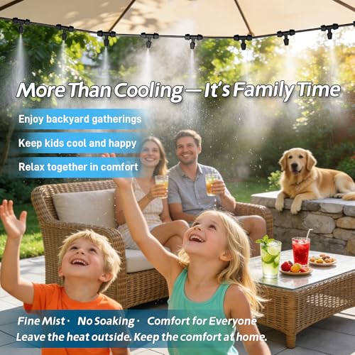 75FT Misters for Outside Patio – 2026 4th Gen Upgraded 27 Mist Nozzles Outdoor Misting System with Mister Kit and Gazebo Mister System for Garden Backyard Deck Greenhouse - size: 75ft
