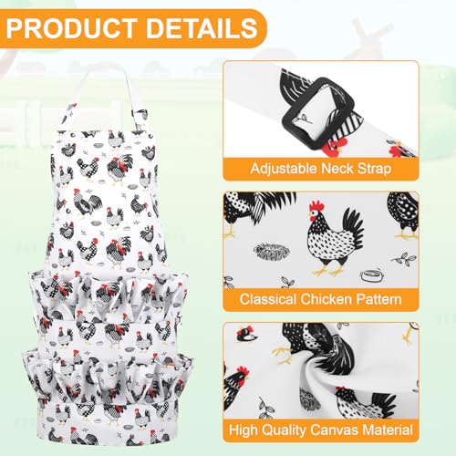 Egg Collecting Apron and Basket, Egg Gathering Apron for Fresh Egg | 14 Pouches Chicken Egg Apron with 7 Pouches Basket, for Chicken, Duck, Goose, Bird, Various Poultry Collection