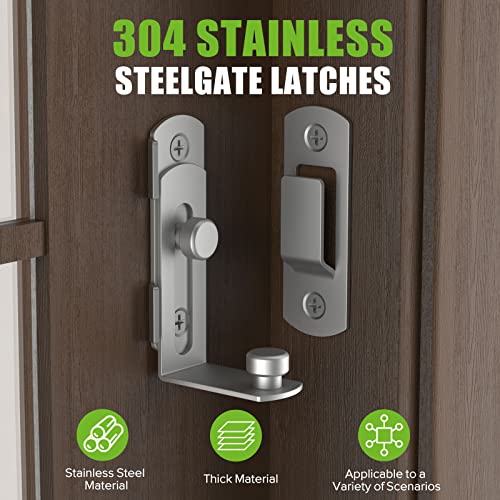 Barn Door Lock, 90 Degree Bifold Flip Door Latch, Silver | Stainless Steel Angle Latch Lock for Barn, Bathroom, Outdoor, Garage - color: Silver