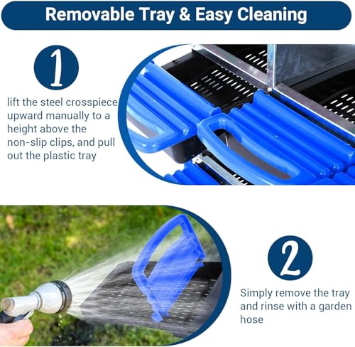 Chicken Nesting Box,10 Hole 2 Layer Hen Nest Boxes, Roll-Away Egg Collection System with Ventilation Holes，Rustproof Plastic Tray & Keyhole Mounting, Chicken Laying Box - color: Blue, size: 10 holes