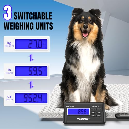 Precision Livestock Scale,1100lb×0.2lb Large Dog Scale (40.7"×20.9") | Large Breed Animal Livestock Weight Scale, Silver Dog Weight Scale Non-Slip Stainless Steel Platform for Dogs,Pigs,Cattle - size: 40.7"×21"
