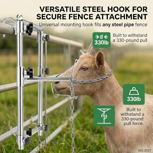 Heavy Duty Adjustable Stainless Steel Sturdy Goat Sheep Stand | Premium Reinforced Stainless Steel Livestock Trimming Goat Stand, 4-17.7 Inches Adjustable Height Animal Care Feeder Unit