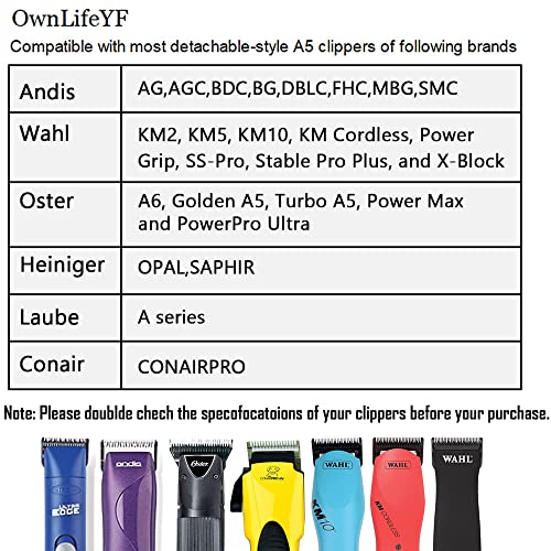 5FC Pet Dog Grooming Steel Blades Compatible with Andis Wahl Oster Clippers | Cut Length 1/4-Inch(6.3mm), Detachable Replacement Blade for Dog Clippers, Compatible Accessory Stainless Steel Blade, Black - size: 5FC: 1/4" (6.3mm) Black