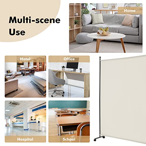 Giantex 73" x 73" Single Panel Room Divider with Wheels, Beige | Mobile Privacy Screen with Lockable Casters, Rolling Fabric Partition Wall for Home, Office, Studio - color: Beige, size: 73''W x 73''H (1 Panel)