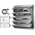 Simple Deluxe 20 Inch Wall Mounted Shutter Exhaust Fan with Temperature Controller and Power Cord Kit, Aluminum, 1200 RPM, 3368 CFM, for Attic, Garage, Louvered Vent, Plant, Greenhouse, Silver - size: 20 Inch