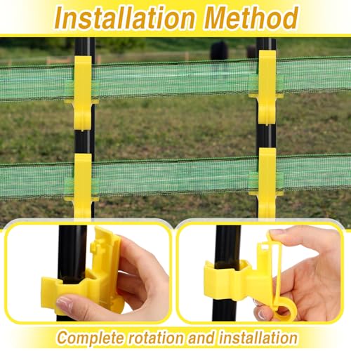 100 Pcs T-Post Poly Tape Insulator Large Snap T-Post Holding Electric Fence Insulator for Farm Fence (Yellow) - color: Yellow