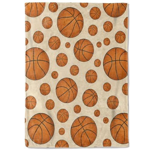 Basketball Sport Fleece Blanket,50x60in,Orange Ball Various Sizes Beige Throw Blankets,Soft Cozy Lightweight, Ideal for Bed Living Room Home Game Day Decor,Adult Gifts - color: Basketball, size: 50x60 Inch