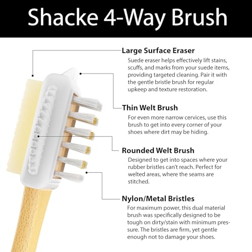 Suede Brush with Top Eraser – Suede & Nubuck Cleaner for Shoes | Suede Eraser Rubs Out Dry Stains & Scuffs - Brush Restores the Nap — The 2-Step Suede Shoe Cleaner for Boots, Purses, Jackets - size: 4 - Brush w/ Top Eraser