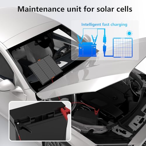 50Watt 12V Solar Car Battery Trickle Charger & Maintainer | Portable Waterproof Solar Panel Kit Fits 12V Batteries for Boats, Marine, RVs, Automotive, Trailer with Alligator Clip - size: 50W Solar Panel