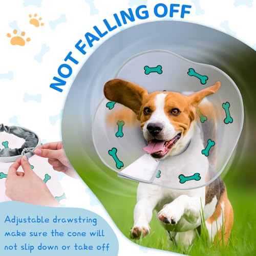 Dog Cone After Surgery - Soft, Comfortable, Adjustable Recovery Collar for Large, Medium, Small Dogs - Stop Licking with Soft Protect Edge (Bone, M) - color: Bone, size: M