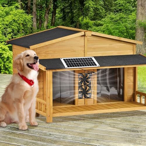 Solar Exhaust Fans Solar Ventilation Fan & Solar Panel with 10W Panel & Double Pack Brushless DC Fans for Greenhouses, Chicken Coops, Attics, Barns, Sheds & Dog Houses